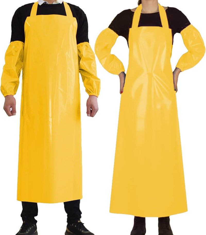 ELEBOX Waterproof Oil Proof Bib Apron Utility Apron Chemical Resistant Apron with Sleeve Work Apron Ultra Lightweight - Image 1